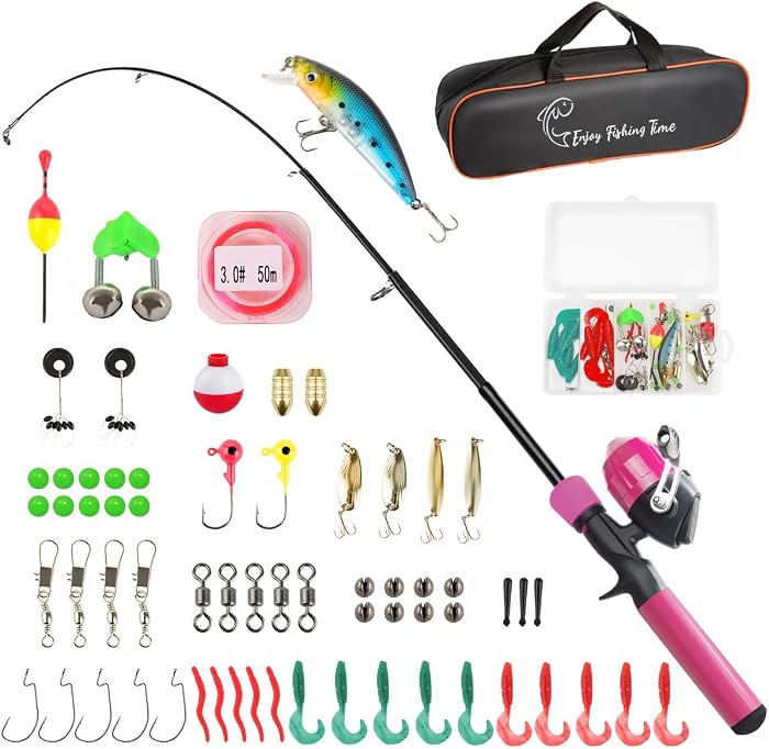 Canne à pêche pour Enfants, 1.5M Combo télescopique Canne et Moulinet pour débutants avec Moulinet Spincast
