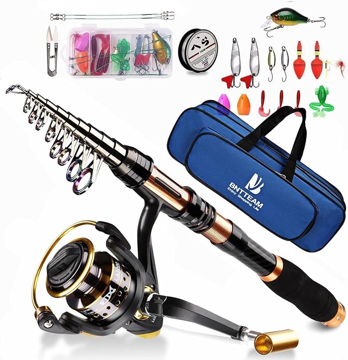BNTTEAM Telescopic Portable Fishing Rod and Reel Set