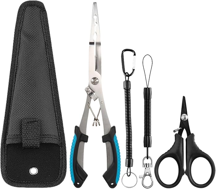 Fishing Tongs Multifunctional Stainless Steel Fishing Pliers and Fishing Scissors with Titanium Coating