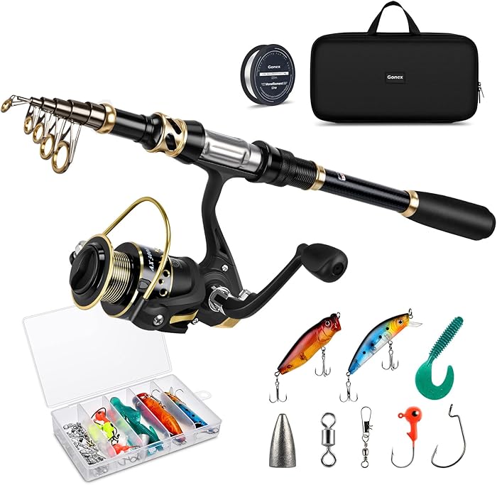 Gonex Telescopic Fishing Rod and Reel Set with Fishing Lure Kit and Carry Bag