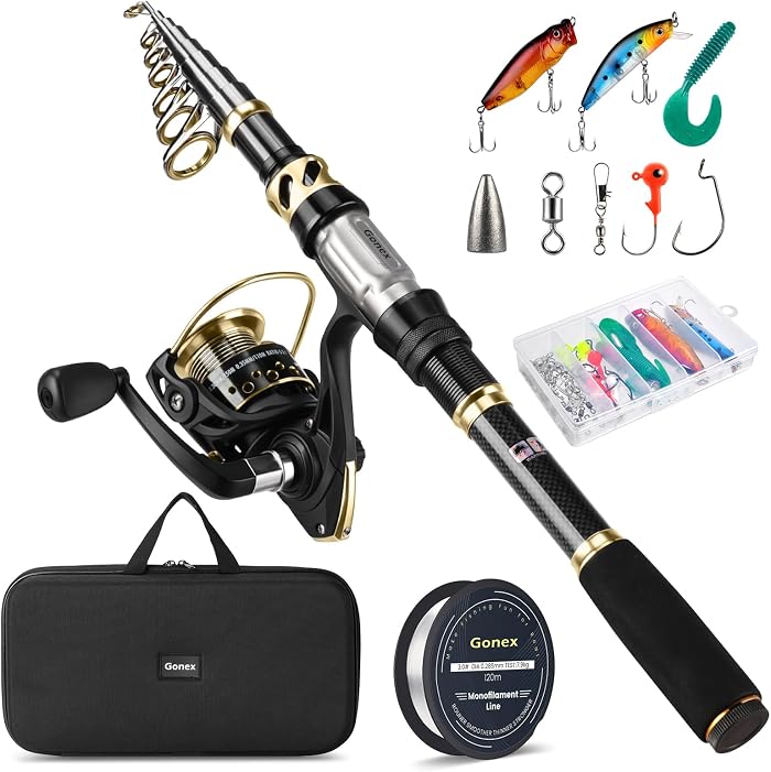 Gonex Canne à Pêche Télescopique & Moulinet Combo