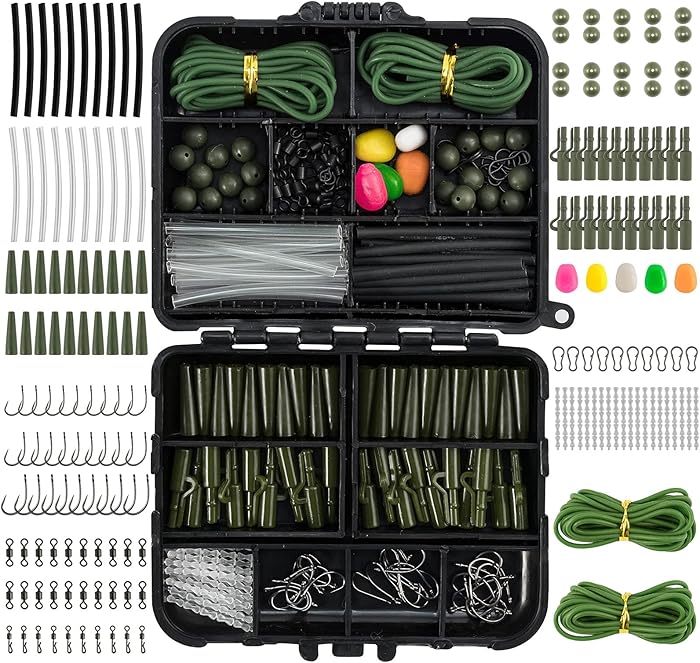Dr.Fish 278pcs Carp Fishing Equipment with Portable Box, Fishing Carp Accessories Ready to Use, Fishing Lures Kit for Carp Fishing