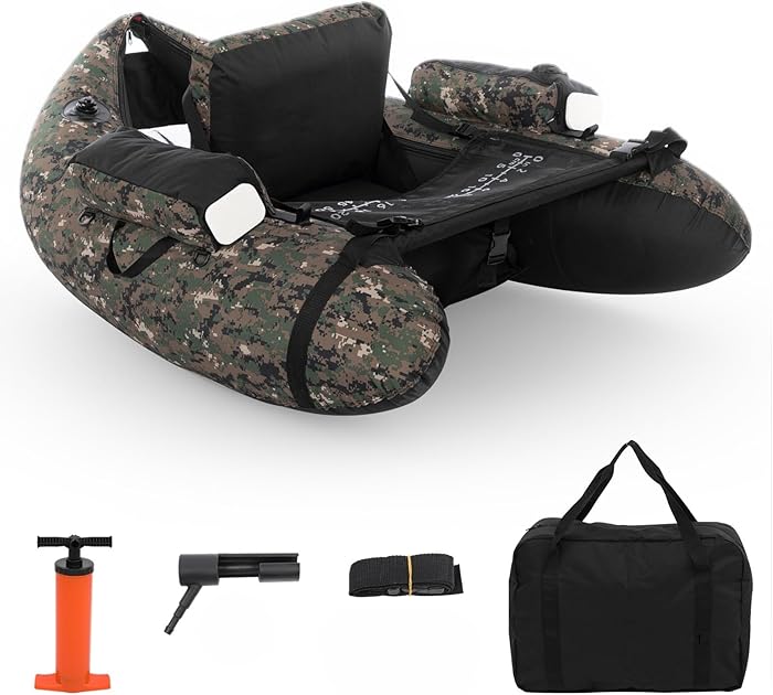 LEADZM Camouflage Inflatable Fishing Boat Float Tube