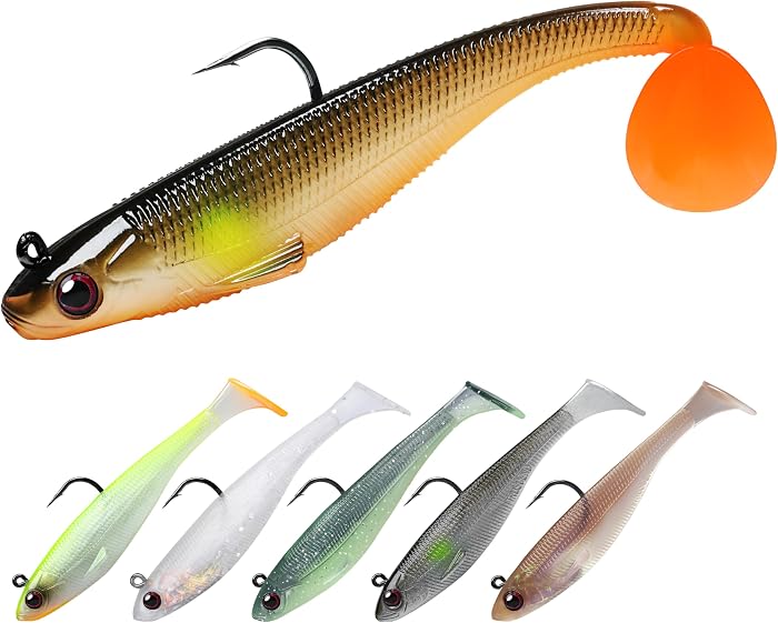 TRUSCEND Leurres de Pêche Souples Shadtale avec Hameçons BKK
