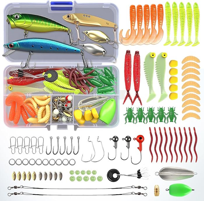 Leurres Pêche avec Boîte - Spinnerbaits,Plastique vers,Minnow,Popper,Leurres,Souples Pêche Jigs Crochets de Pêche