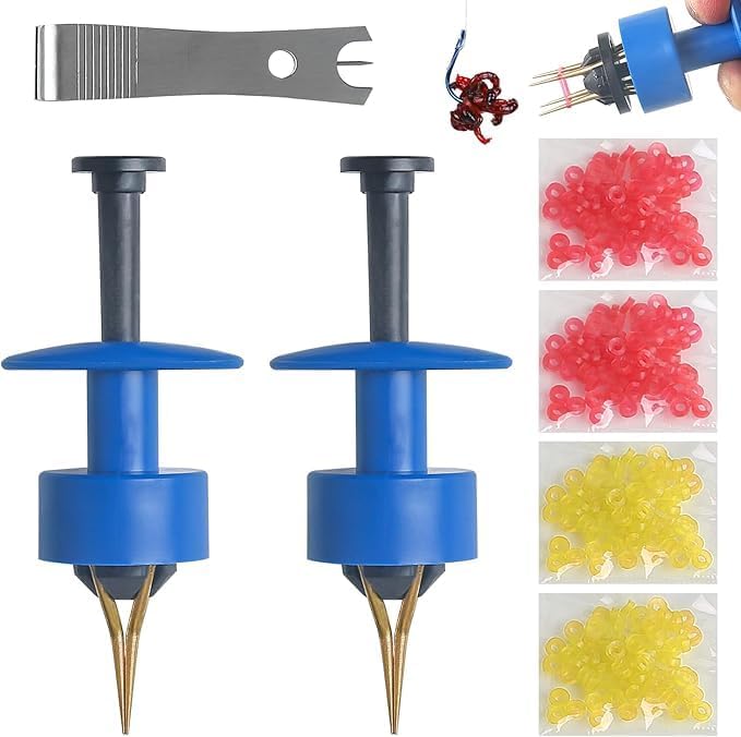 Realure 1100 Micro-Anneaux en Caoutchouc Rouge et Jaune 2 Leurres à Pellets