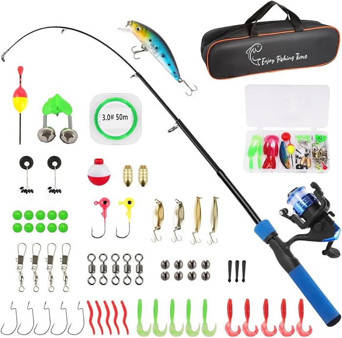 SandKing Fishing Rod for Kids, 1.5M Combo Telescopic Rod and Reel for Beginners with Spincast Reel