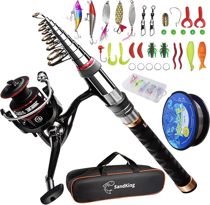 SandKing Kit de Canne à pêche