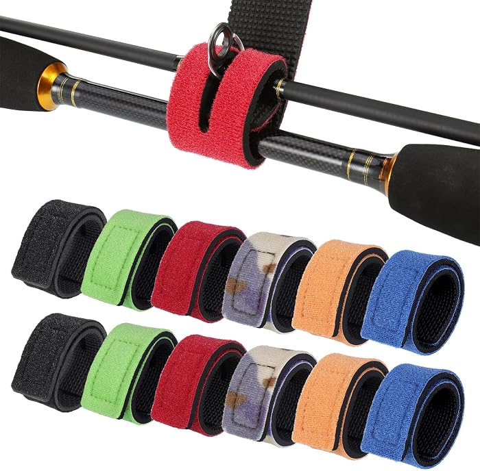 12pcs Fishing Rod Straps, Adjustable Straps for Fixing Fishing Rods, Cable Ties, Fishing Rod Accessory, Reusable Safety Strap for Fishing Rods (30cm)