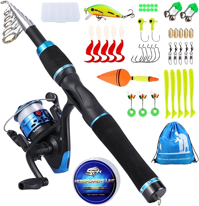 Sougayilang, Telescopic Fishing Rod with Child Reel for Freshwater Trout Fishing Travel