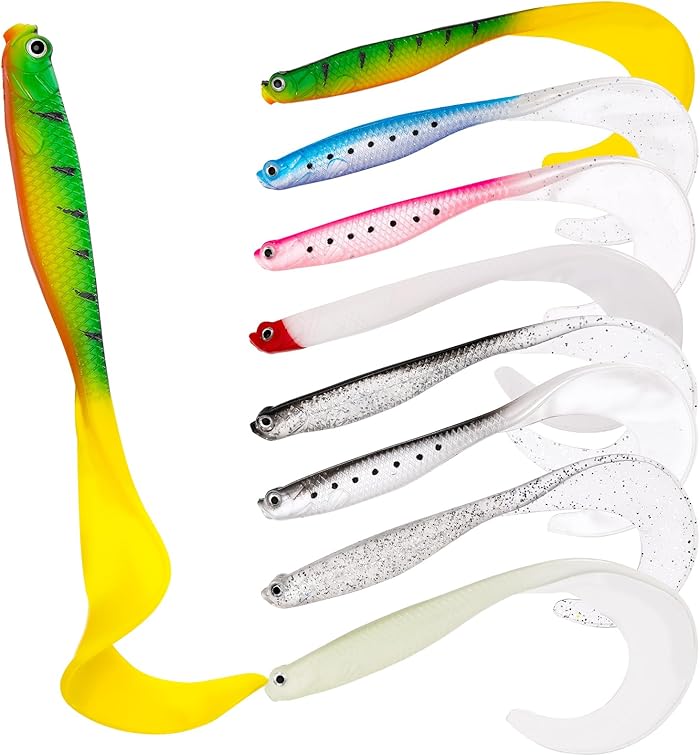 Halinuia 9 Pieces Soft Lure Pike and Predator Fishing Lure Trout Pike Zander Fish